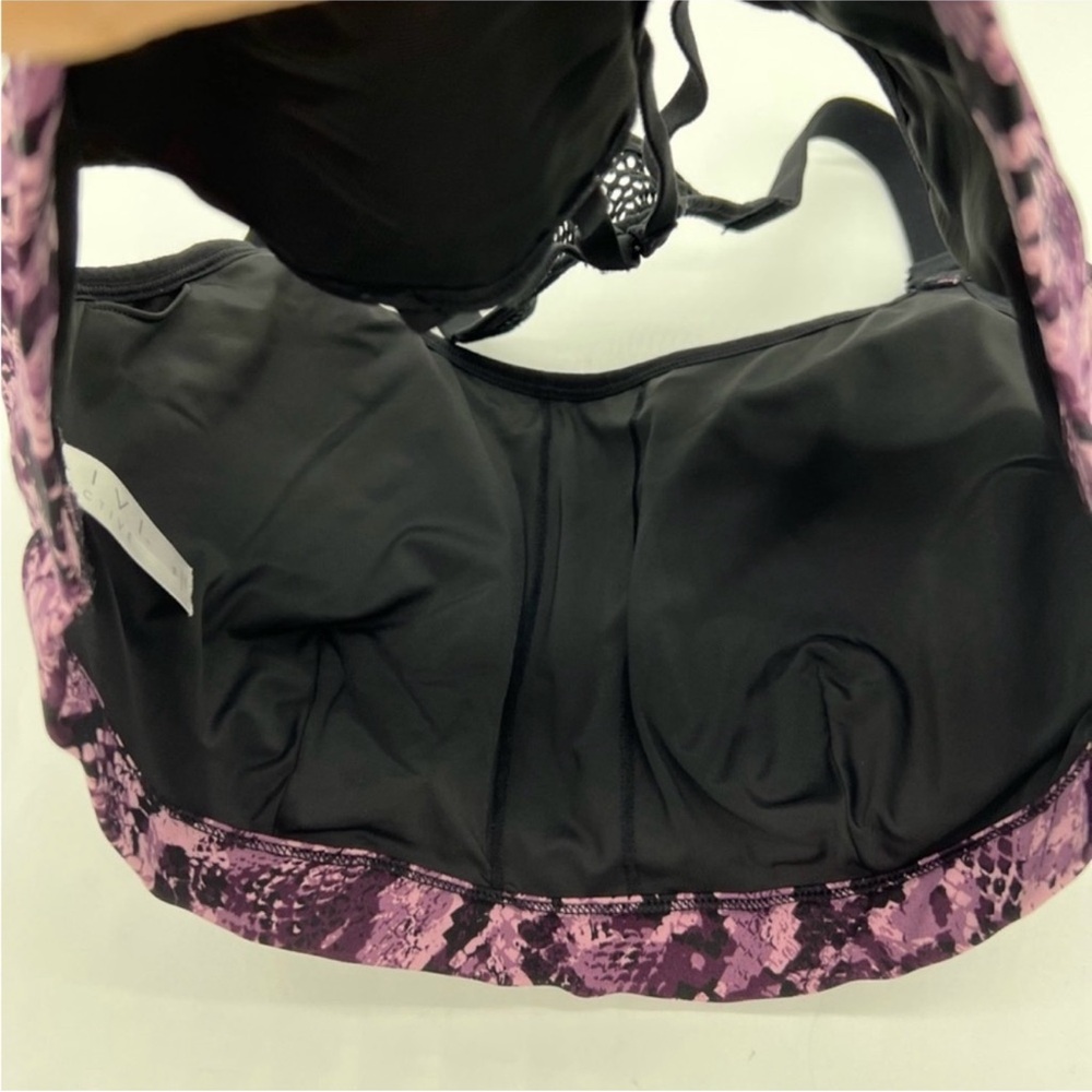 Lane Bryant Livi Active Womens Sports Bra Purple Black Snakeskin Mesh Plus 16 - Picture 7 of 8